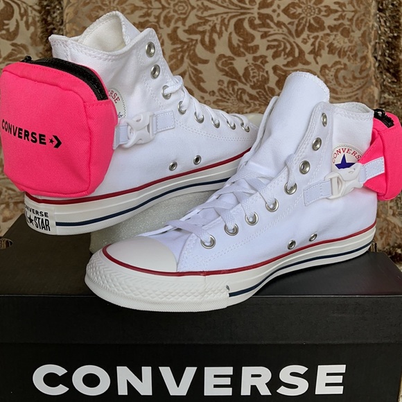 Converse CTAS Buckle Up Hi White/Neo Pink/White MN - Picture 9 of 16